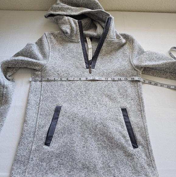 Lululemon Fleece & Thank You Half Zip Hoodie Gray Black Cozy Warm Size 2 - Picture 7 of 10